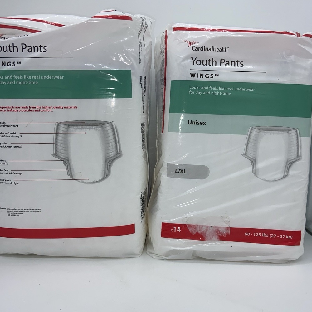 Cardinal Health Youth Pants Pull Ups L/XL 14 Count Each Pack Set of 2 New Sealed